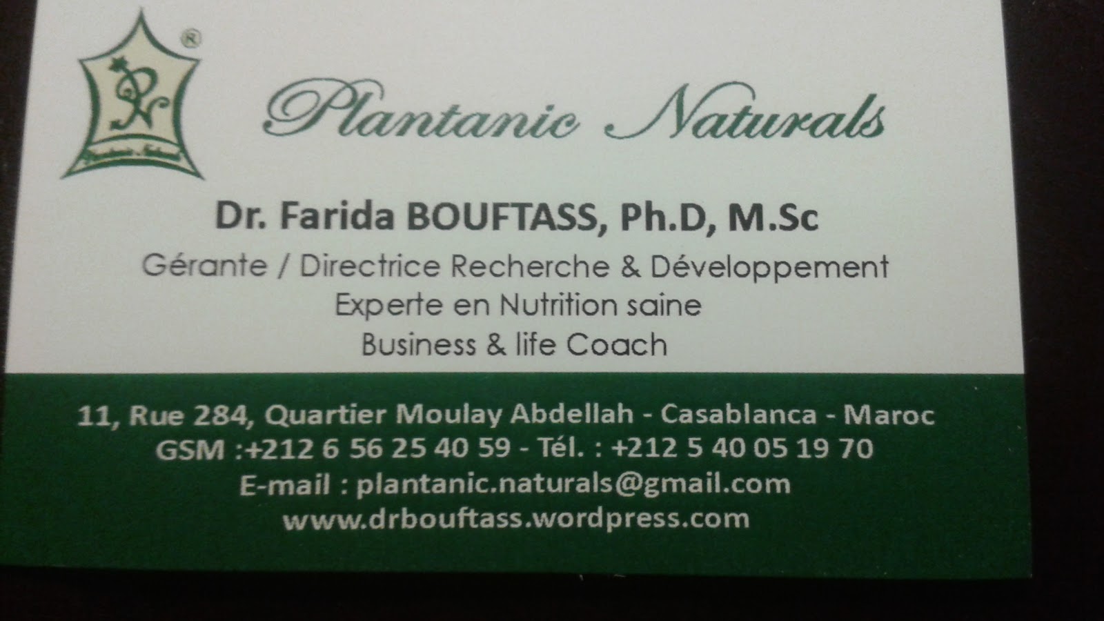 Dr. Farida Bouftass- Plantanic Naturals - Casablanca