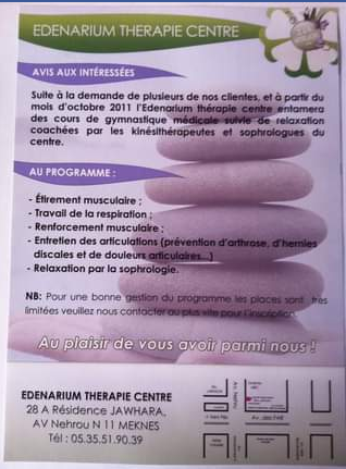 EDENARIUM THERAPIE CENTRE (E.T.C) - Meknès - +212 5355-19039