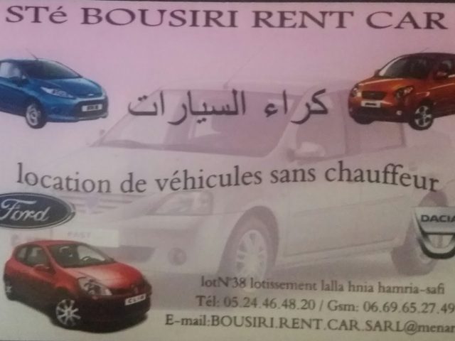 Bousiri Rent Car البوصيري لكراء السيارات - Safi - +212 5244-64820